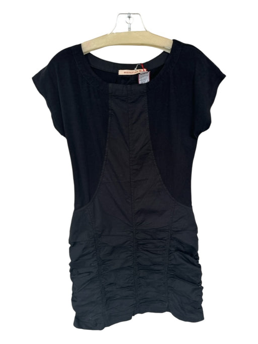 Wearables Size S Black Cotton Cap Sleeve Rouched Dress Black / S