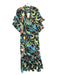 Fitzroy & Willa Size XS Black & Green Cotton Long Bell Sleeve Birds Maxi Dress Black & Green / XS