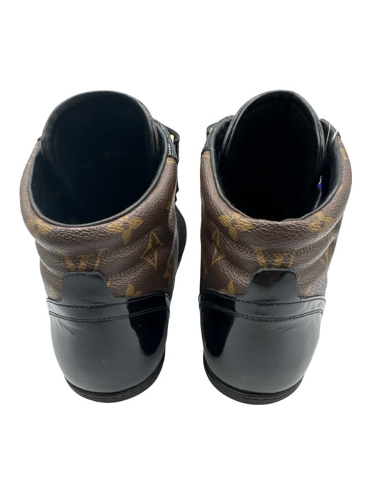 Louis Vuitton Shoe Size 40 Black & Brown Leather & Suede Patent Sneakers Black & Brown / 40