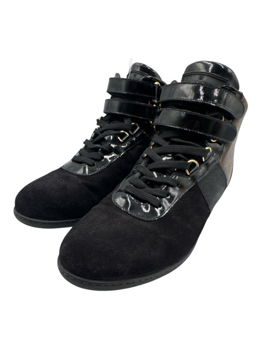 Louis Vuitton Shoe Size 40 Black & Brown Leather & Suede Patent Sneakers Black & Brown / 40