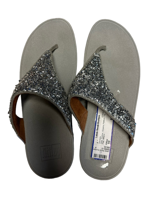 Fitflop Shoe Size 10 Gray Rubber Sequins Platform Flip Flop Sandals Gray / 10