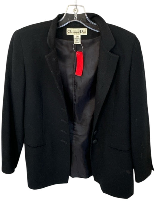 Christian Dior Size 6P Black Wool Long Sleeve Buttons Blazer Black / 6P