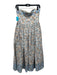 Hunter Bell Size 2 White Blue Orange Cotton Floral Strapless Back Zip Midi Dress White Blue Orange / 2