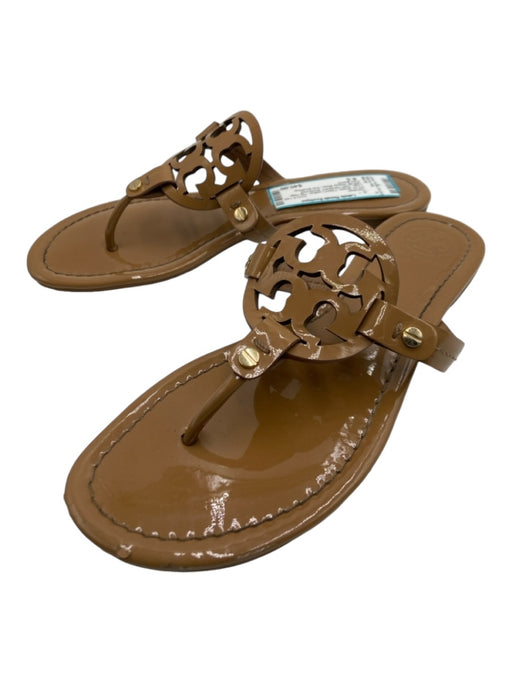 Tory Burch Shoe Size 8.5 Brown Patent Leather Flip Flop Logo Sandals Brown / 8.5