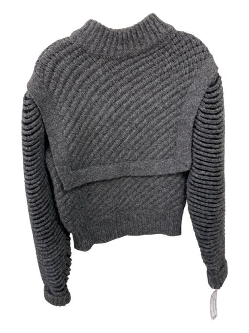 IRO Size Small Dark Gray Cotton & Merino Wool Crew Neck Bib Long Sleeve Sweater Dark Gray / Small