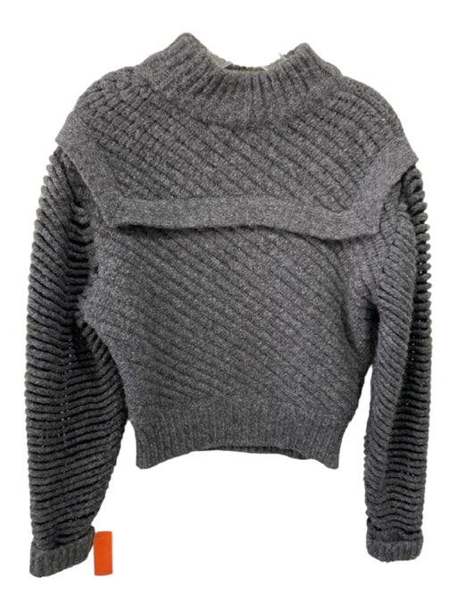 IRO Size Small Dark Gray Cotton & Merino Wool Crew Neck Bib Long Sleeve Sweater Dark Gray / Small