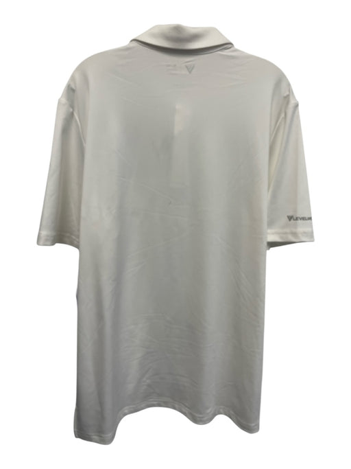 Levelwear NWT Size XL White & Gray Polyester Polo Men's Short Sleeve White & Gray / XL