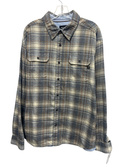 Marmot Size XXL Beige & Multi Color Cotton Blend Plaid Men's Long Sleeve Shirt Beige & Multi Color / XXL