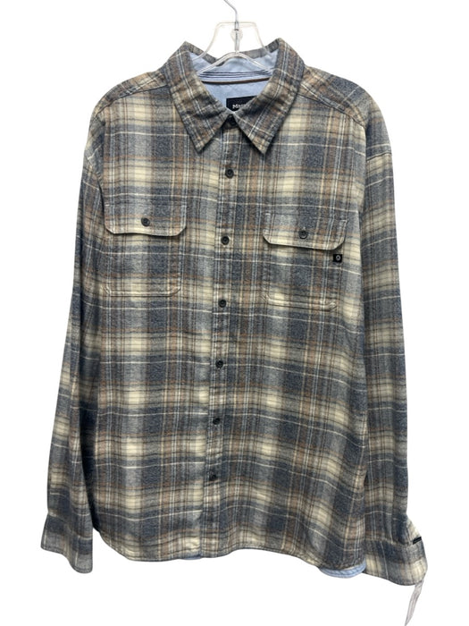 Marmot Size XXL Beige & Multi Color Cotton Blend Plaid Men's Long Sleeve Shirt Beige & Multi Color / XXL
