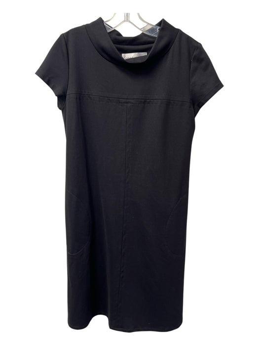 Sara Campbell Size S Black Rayon Blend Cap Sleeve High Neck Stitch Detail Dress Black / S