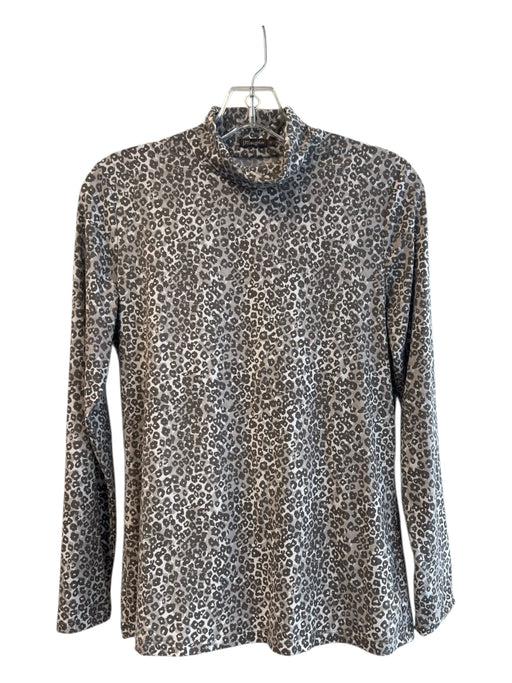 J. McLaughlin Size S Brown Polyester Long Sleeve Cheetah Print Turtleneck Top Brown / S