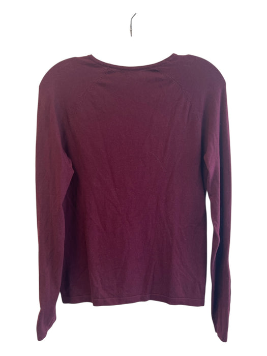 J. McLaughlin Size S Burgundy Cotton Long Sleeve Gold detail Round Neck Top Burgundy / S
