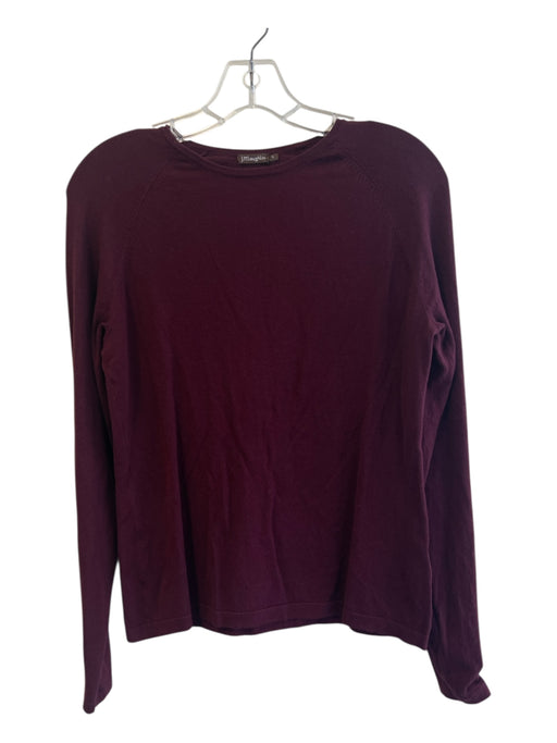 J. McLaughlin Size S Burgundy Cotton Long Sleeve Gold detail Round Neck Top Burgundy / S