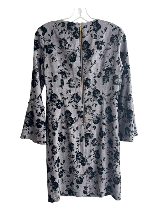 Sara Campbell Size 2 Black & Gray Polyester Floral Design Long Sleeve Dress Black & Gray / 2
