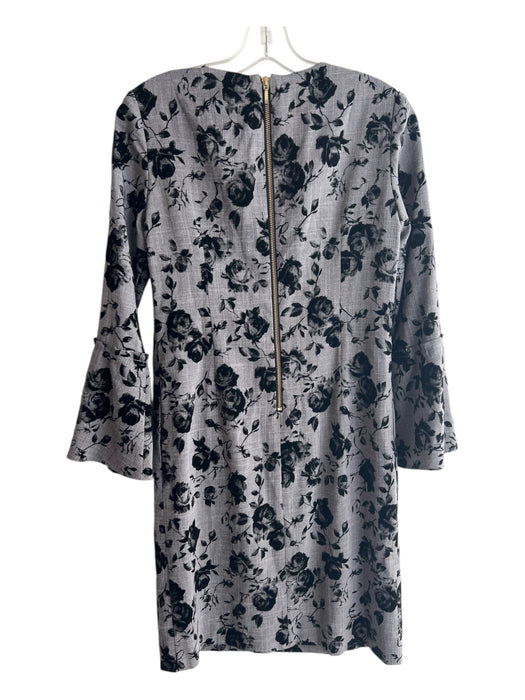 Sara Campbell Size 2 Black & Gray Polyester Floral Design Long Sleeve Dress Black & Gray / 2