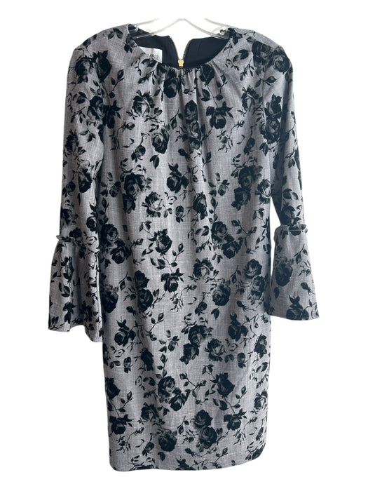 Sara Campbell Size 2 Black & Gray Polyester Floral Design Long Sleeve Dress Black & Gray / 2