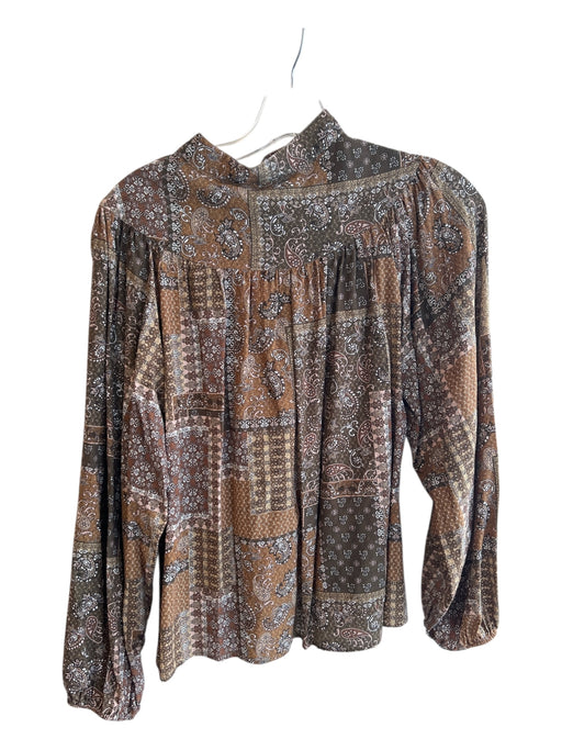 LaRoque Size XS Green Multi Rayon Quarter Button Pasley Print Long Sleeve Top Green Multi / XS