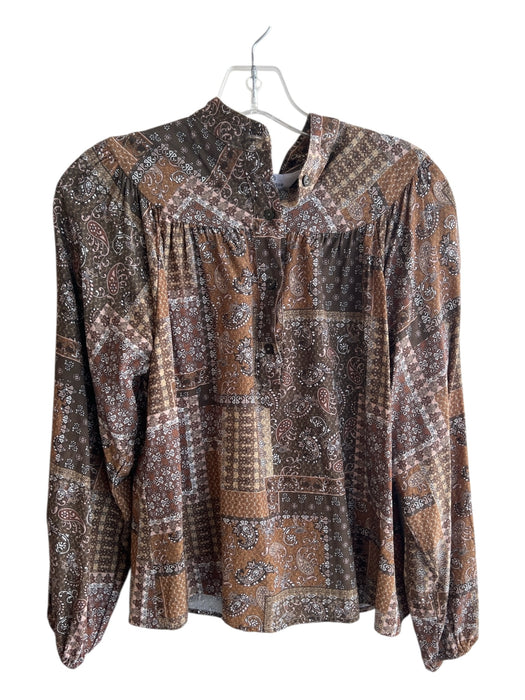 LaRoque Size XS Green Multi Rayon Quarter Button Pasley Print Long Sleeve Top Green Multi / XS