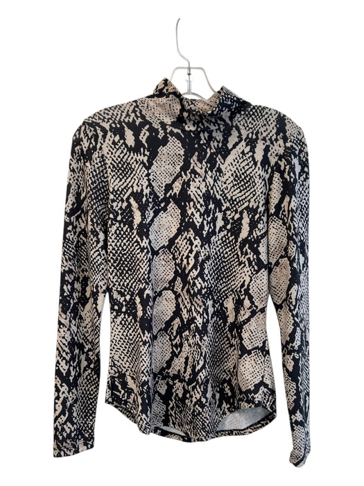 French Connection Size M Black Multi Polyester Long Sleeve Abstract Top Black Multi / M