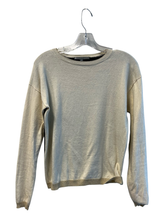 Elliot Lauren Size XS Black & White Cotton Long Sleeve Round Neck Gold Trim Top Black & White / XS