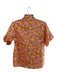 LaRoque Size XS Orange Cotton Short Sleeve Floral Ruffle Detail Button Down Top Orange / XS