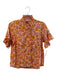 LaRoque Size XS Orange Cotton Short Sleeve Floral Ruffle Detail Button Down Top Orange / XS