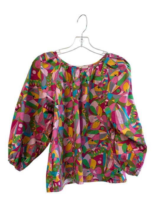 Flora Bea Size XS Pink & Multi Cotton Balloon Sleeve Shapes Key hole Top Pink & Multi / XS