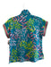 Emily McCarthy Size XS Blue & Multi Cotton Blend Short Sleeve Leaf Print Top Blue & Multi / XS