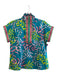 Emily McCarthy Size XS Blue & Multi Cotton Blend Short Sleeve Leaf Print Top Blue & Multi / XS