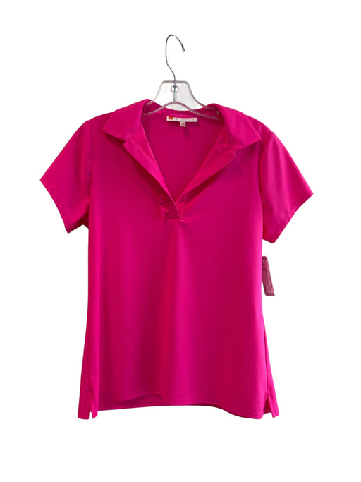 Jude Connally Size S Pink Nylon Short Sleeve V Neck Collar Ruffle Detail Top Pink / S