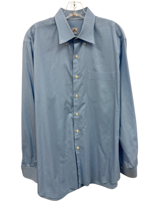 Peter Millar Size L Blue & White Cotton Micro Button Up Men's Long Sleeve Shirt Blue & White / L