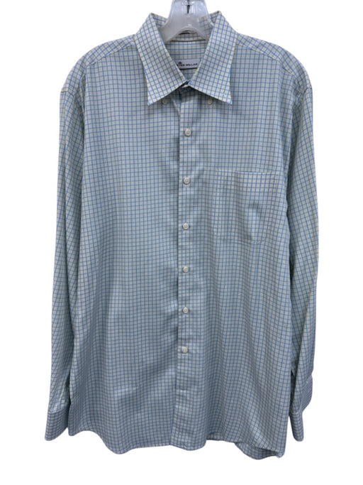 Peter Millar Size L Yellow & Blue Cotton Plaid Button Up Men's Long Sleeve Shirt Yellow & Blue / L
