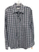 Peter Millar Size L White & Blue Cotton Blend Plaid Button up Long Sleeve Shirt White & Blue / L