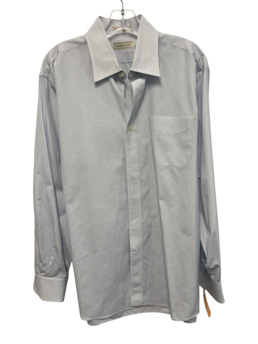 H Stockton Size 16.5 White & Blue Cotton Striped Button Up Long Sleeve Shirt White & Blue / 16.5