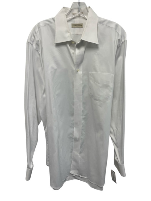 H Stockton Size 16.5 White Cotton Solid Button Up Men's Long Sleeve Shirt White / 16.5