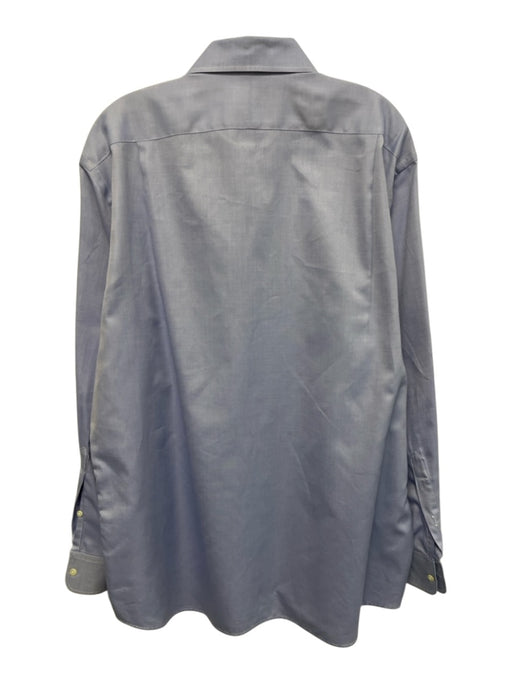 H Stockton Size 16.5 Blue Cotton Solid Button Up Spread Collar Long Sleeve Shirt Blue / 16.5