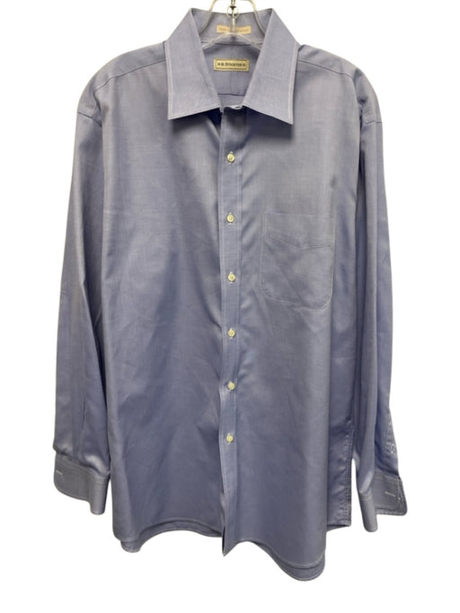 H Stockton Size 16.5 Blue Cotton Solid Button Up Spread Collar Long Sleeve Shirt Blue / 16.5