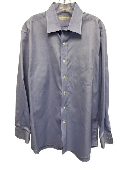 H Stockton Size 16.5 Blue Cotton Solid Button Up Spread Collar Long Sleeve Shirt Blue / 16.5