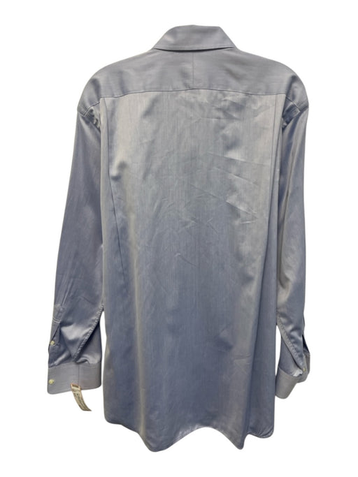H Stockton Size 16.5 Blue Cotton Solid Button Up Spread Collar Long Sleeve Shirt Blue / 16.5