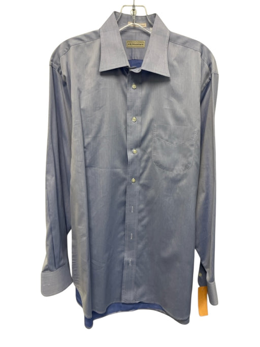 H Stockton Size 16.5 Blue Cotton Solid Button Up Spread Collar Long Sleeve Shirt Blue / 16.5