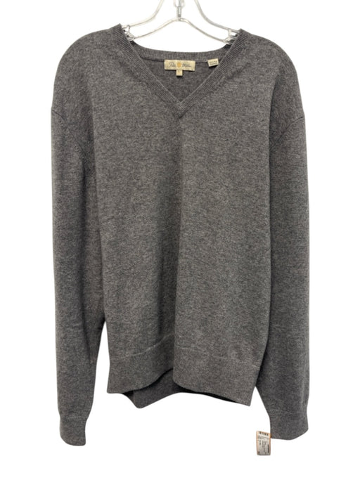 Peter Millar Size L Gray Cashmere Solid V Neck Men's Sweater Gray / L