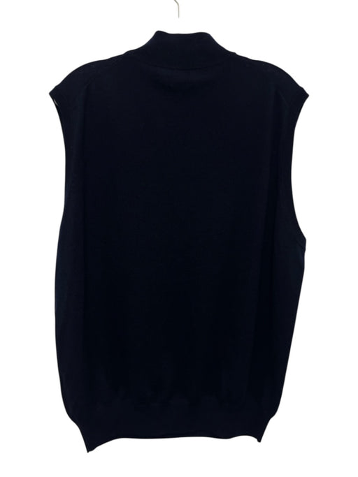 Peter Millar Size L Navy Blue Merino Wool Solid Quarter Zip Vest Men's Sweater Navy Blue / L
