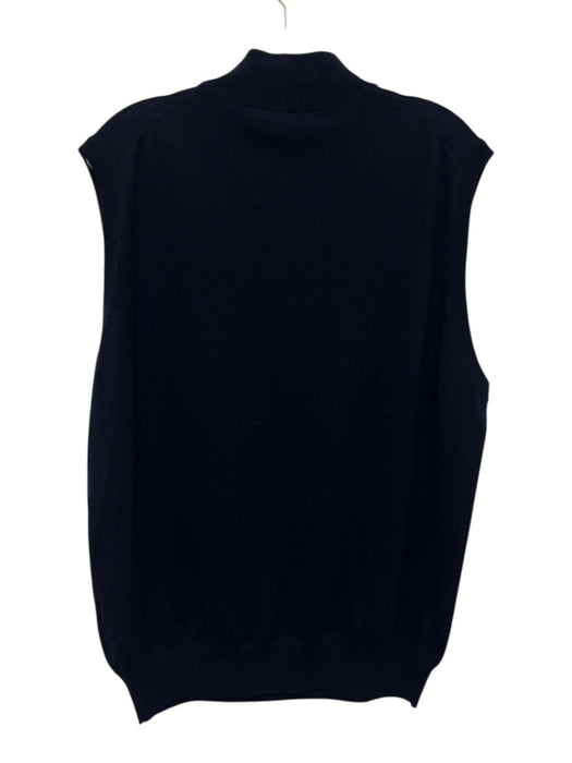 Peter Millar Size L Navy Blue Merino Wool Solid Quarter Zip Vest Men's Sweater Navy Blue / L