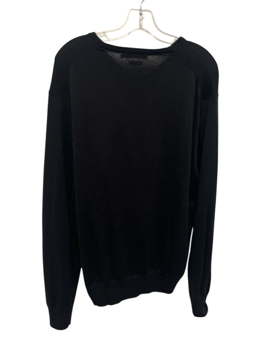 Peter Millar Size L Black Silk Blend Solid V Neck Men's Sweater Black / L