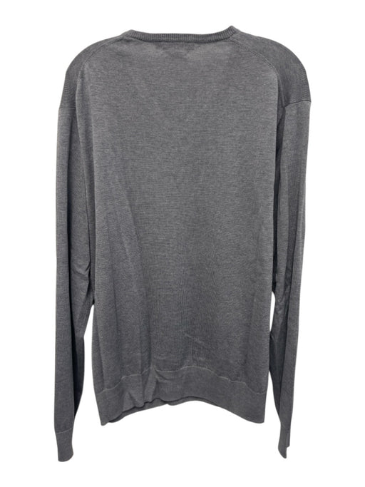 Peter Millar Size L Gray Silk Blend Solid V Neck Men's Sweater Gray / L