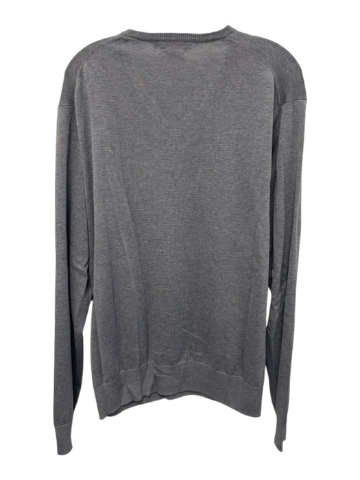 Peter Millar Size L Gray Silk Blend Solid V Neck Men's Sweater Gray / L