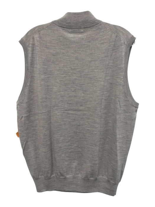Peter Millar Size L Light Gray Merino Wool Solid Quarter Zip Vest Men's Sweater Light Gray / L