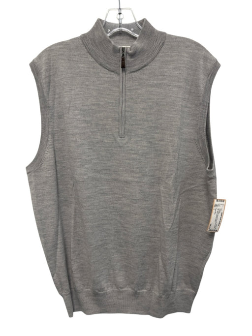 Peter Millar Size L Light Gray Merino Wool Solid Quarter Zip Vest Men's Sweater Light Gray / L