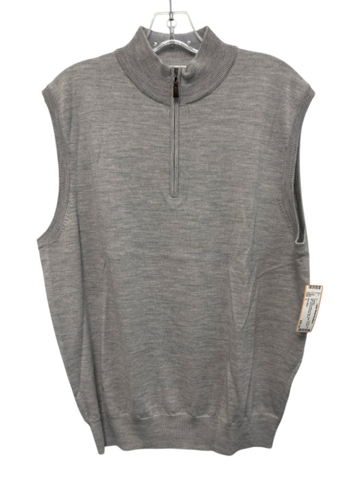 Peter Millar Size L Light Gray Merino Wool Solid Quarter Zip Vest Men's Sweater Light Gray / L