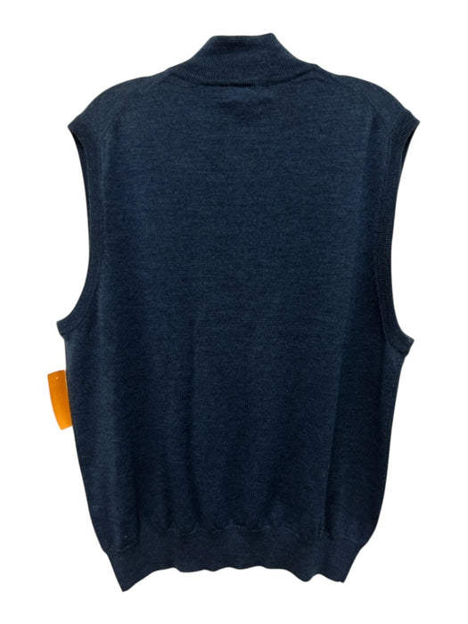 Peter Millar Size L Aqua Blue Merino Wool Solid Quarter Zip Vest Men's Sweater Aqua Blue / L
